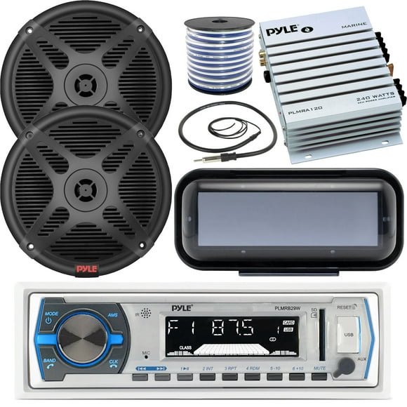 Pyle In-Dash Marine Radio Receiver with Bluetooth, Black