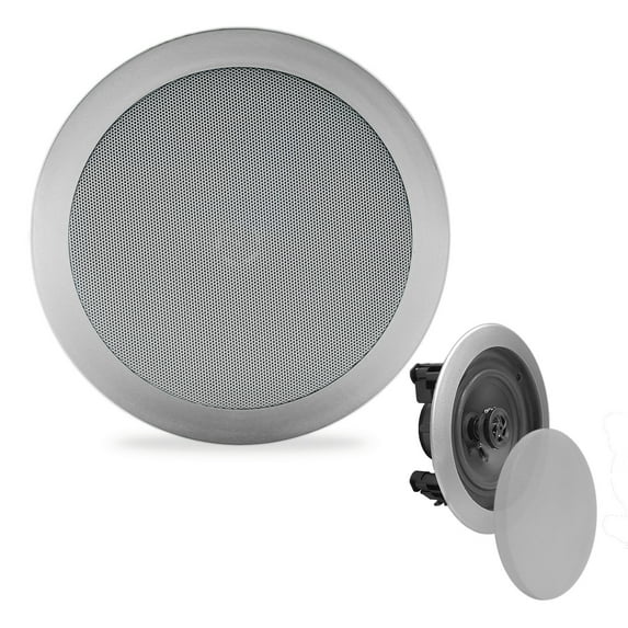 Pyle In-Wall / In-Ceiling Dual 5.25-inch Speaker System, 2-Way, Flush Mount, Silver- Pair
