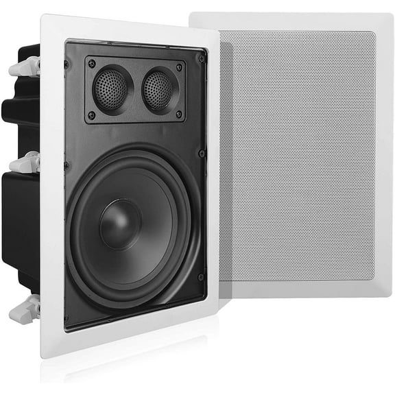 Pyle In-Wall / In-Ceiling Dual 6.5'' Enclosed Speaker Systems, 2-Way Flush Mount Stereo Speakers (Pair)