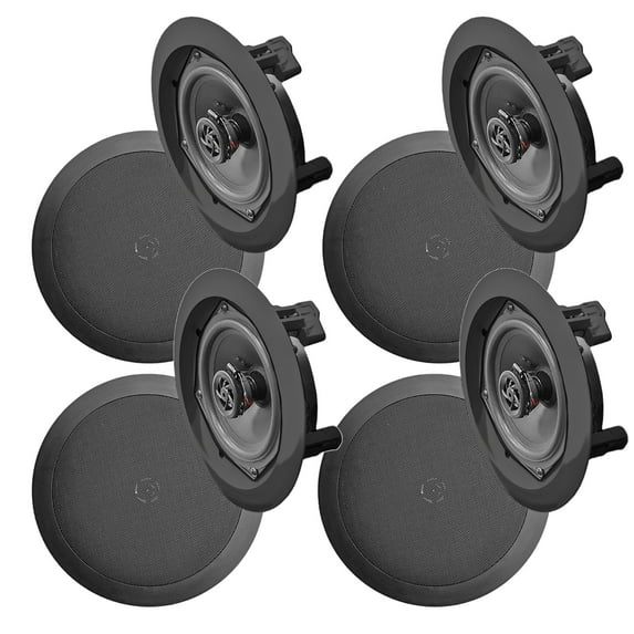 Pyle In Wall and In Ceiling Dual 6.5" Speaker System w/ Flush Mount, 4 Pack