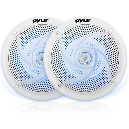 Pyle Marine Speakers 4 Inch 2 Way Weather Resistant Outdoor Audio Stereo Sound System (White)