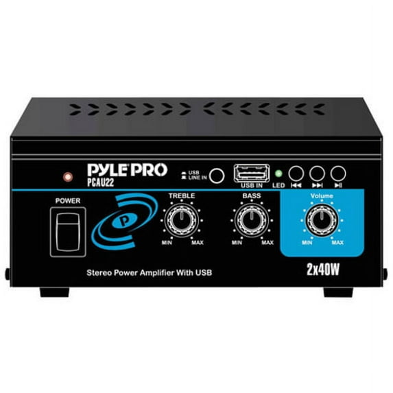 Pyle PCAU22 Amplifier, 40 W RMS, 2 Channel