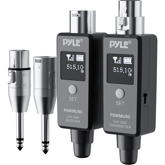 Pyle Multifunctional UHF Wireless XLR Adapter System, Transmitter And Receiver For Mic, 90 Ft Range