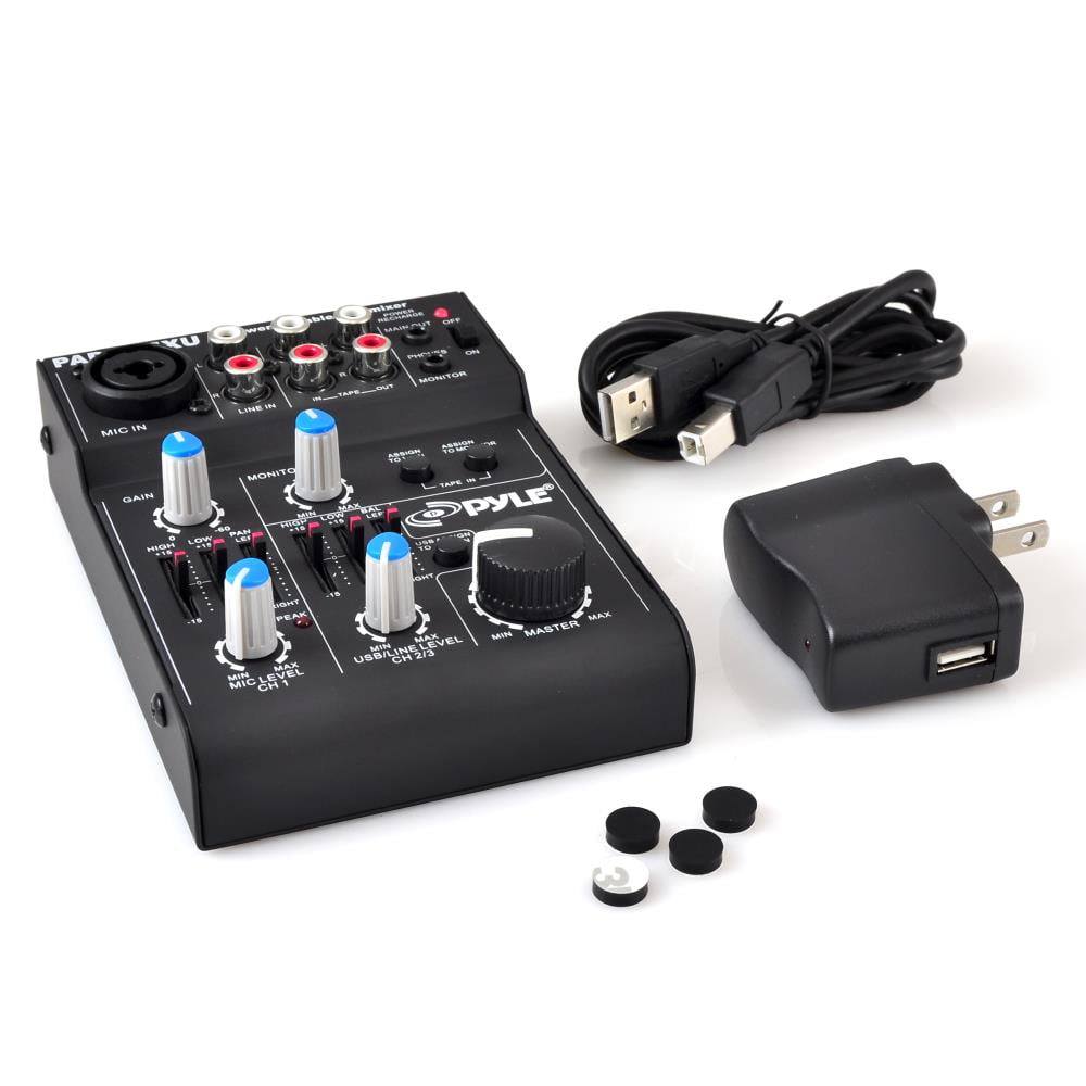 Pyle - Pad20mxu - 5 Channel Professional Compact Audio Mixer with USB Interface