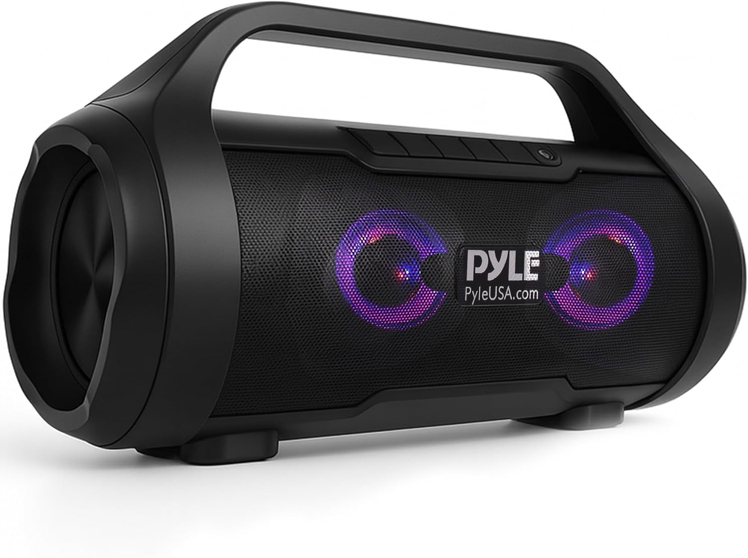 Pyle PBMWP185 - BoomBox Speaker System - & Portable Stereo Radio Speaker with Built-in RGB Lights, FM Radio
