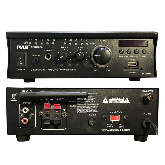 Pyle PCAU46BA Bluetooth Home Audio Amplifier System w/ Blue LED Display