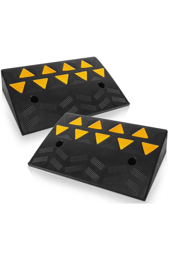 PCRBDR45 Car/Truck Heavy Duty Rubber Curbside Driveway Bridge Ramp (1 Pair)