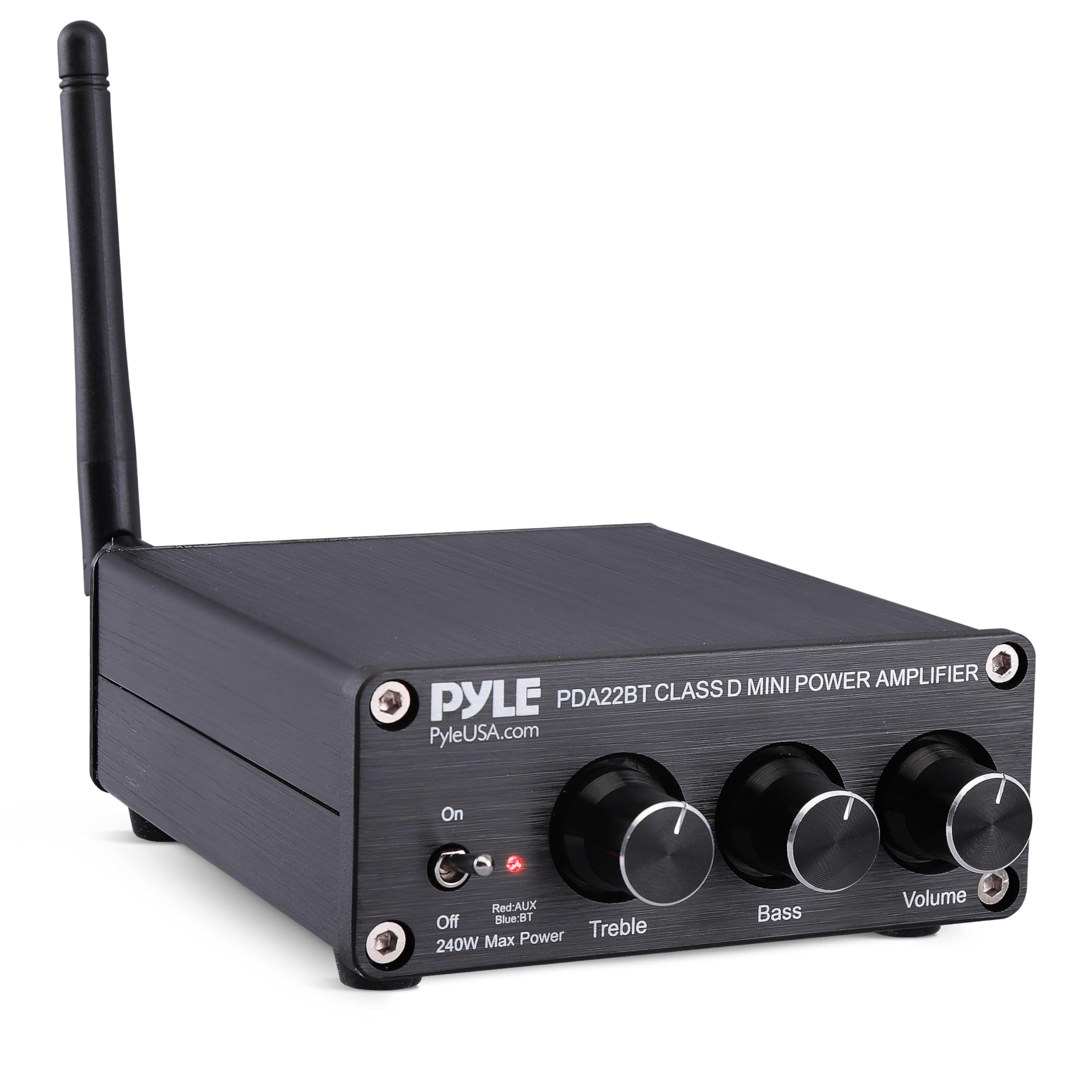 Pyle PDA22BT Compact Powerful Home Audio Amplifier Receiver Mini with Bluetooth 5.0 2 x 100 Watt