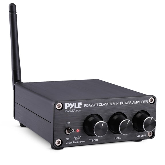 Pyle PDA22BT Compact Powerful Home Audio Amplifier Receiver Mini with Bluetooth 5.0 2 x 100 Watt
