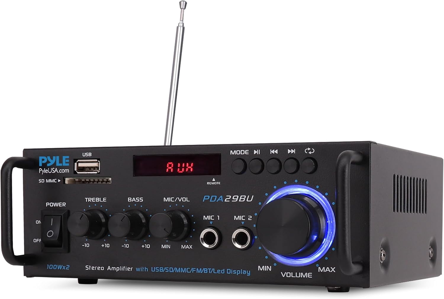 Pyle PDA29BU 200W Bluetooth Home Stereo Amplifier Receiver with Remote and FM