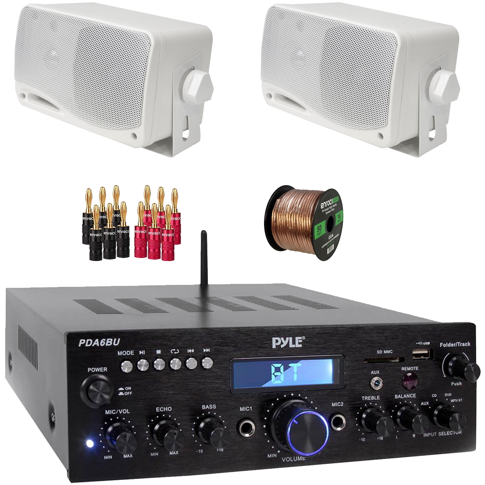 Pyle PDA5BU 200W Bluetooth USB FM Radio Stereo Mini Amplifier Receiver ...
