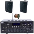 thumbnail image 1 of Pyle PDA69BU Bluetooth AUX/USB MP3/SD FM Radio Home Audio Sound System Stereo Amplifier Receiver, 2x 4" 200W Max Power 3-Way Indoor/Outdoor Black Speakers, 50 Feet 16 Gauge Speaker Wire, 1 of 4