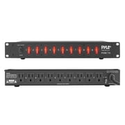 Pyle PDBC70 15 Amp Rack Mountable PDU Power Strip Surge Protector with 9 Outlets