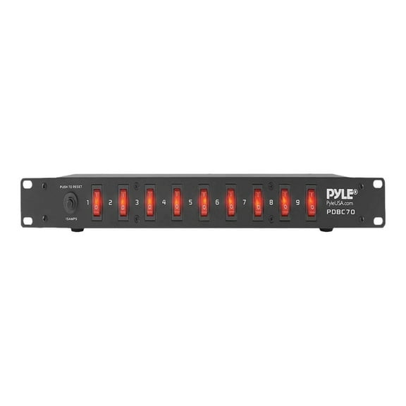 Pyle PDBC70 15 Amp Rack Mountable PDU Power Strip Surge Protector with 9 Outlets