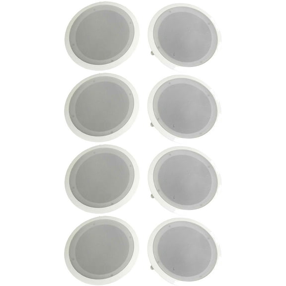 Pyle PDIC Series 8" 250W Round Flush Mount Wall Ceiling Speakers, (8 Pack)