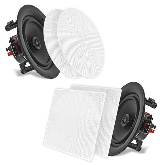 PYLE PDIC56 - 5.25" In-Wall / In-Ceiling Dual Stereo Speakers, 150 Watt, 2-Way, Flush Mount, White