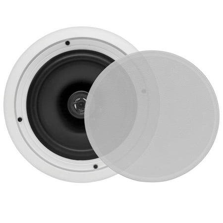 PYLE PDIC81RD - In-Wall / In-Ceiling Dual 8-inch Speaker System, 2-Way, Flush Mount, White