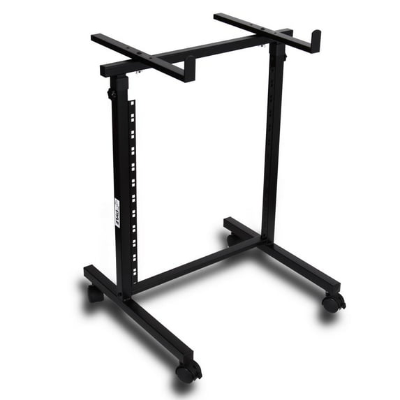 Pyle PDJSD2 Universal Open Frame Metal DJ Stand Rack Mount with Rolling Wheels