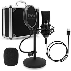 Pyle USB Microphone Podcast Recording Kit Audio Cardioid Condenser Mic w/Desktop Stand & Pop Filter