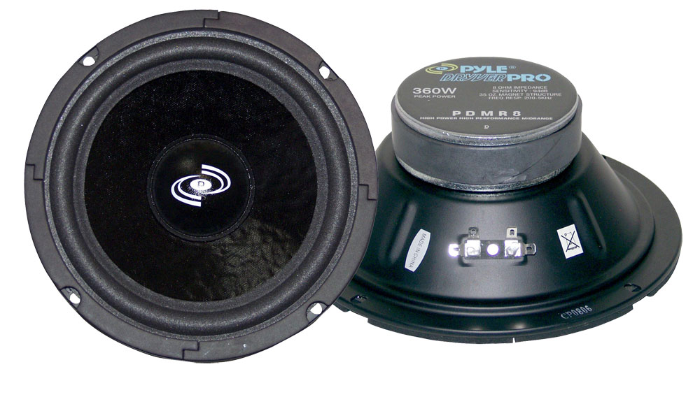 Pyle PDMR8 8In 360W 8-Ohm High Power Mid Range Driver Audio Speaker, Black - image 1 of 4