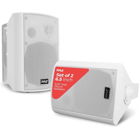 Pyle PDWR61BTWT Bluetooth Indoor Outdoor 6.5 Inch Speaker System, White (2 Pack)