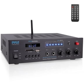 PYLE PFA600BU - Bluetooth Public Address Amplifier - Compact PA Speaker & Microphone Receiver System with (2) Mic Inputs, MP3/USB/SD Readers, FM Radio (300 Watt)