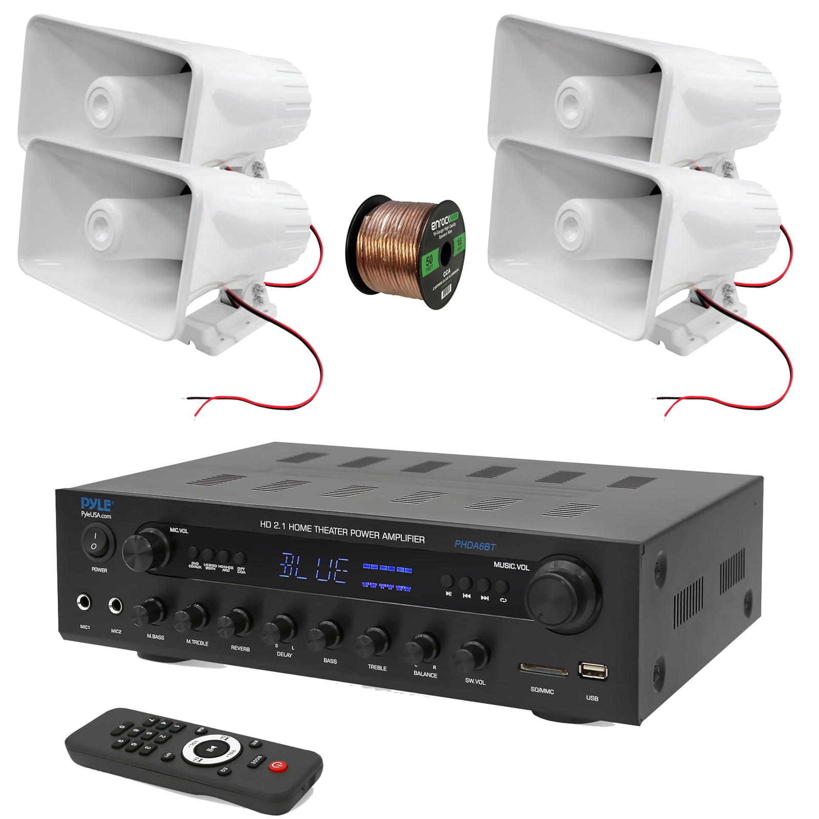 Pyle PHDA6BT USB/AUX SD FM Radio 400W BT Home Audio Amplifier Stereo ...