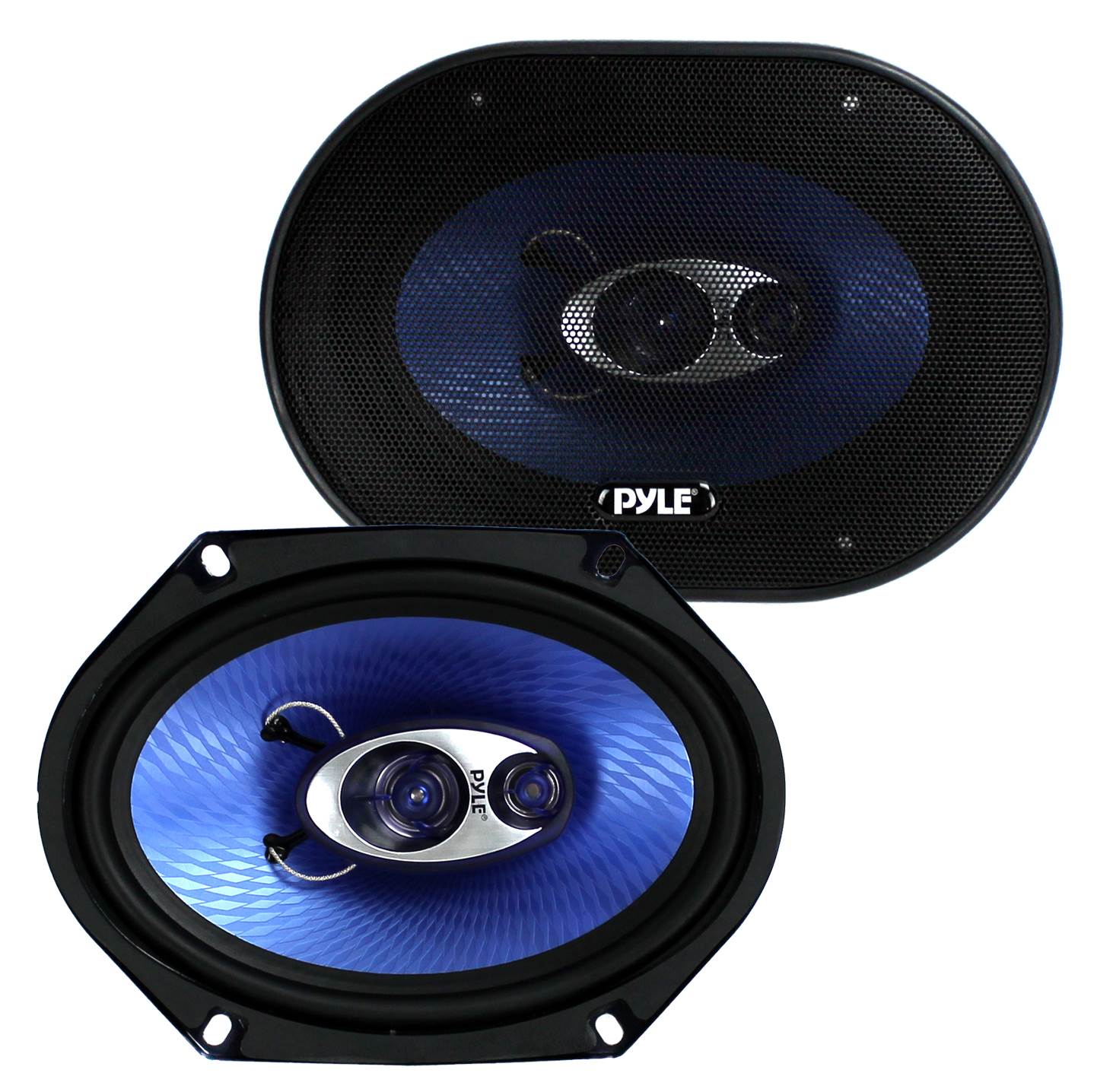 Pyle PL683BL 6x8" 360 Watt 3-Way Car Coaxial Audio Speakers Stereo, Blue (Pair) - image 1 of 7