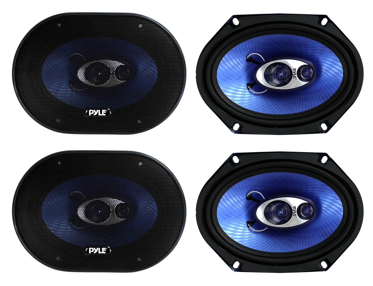 Pyle PL683BL 6x8" 720 Watt 3-Way Car Coaxial Audio Speakers Stereo - Blue - image 1 of 8