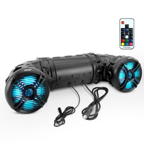 Pyle  PLATV65BT.5 Waterproof Marine Bluetooth Powered Speakers, Amplified Sound System, Built-in Programmable Multi-Color LED Lights, 6.5'' Speakers, 800 Watt (For Marine Watercraft, Off-Road Vehic