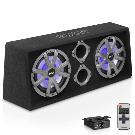 Pyle PLBAS102LE 10-Inch Slim Mount Truck Audio Dual Bass Subwoofer Box System, Black