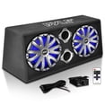 thumbnail image 1 of Pyle PLBAS82LE 8 Inch 600 Watt Slim Mount Truck Audio Dual Bass Subwoofer Box System, 1 of 7