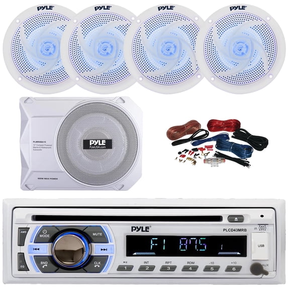 Pyle PLCD43BTM Single DIN Marine Bluetooth USB/AUX MP3 Player AM/FM ...