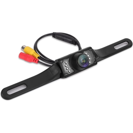 Pyle PLCM10 Rear View Backup Parking Reverse Camera, License Plate Mount, Weatherproof, Night Vision, Distance Scale Lines, Swivel Angle Adjustable Cam