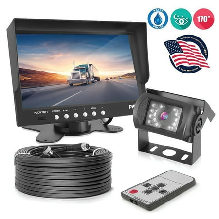 Pyle PLCMTR71 Commercial-Grade Backup Camera System with 7" Monitor and Weatherproof Camera with IR Night Vision