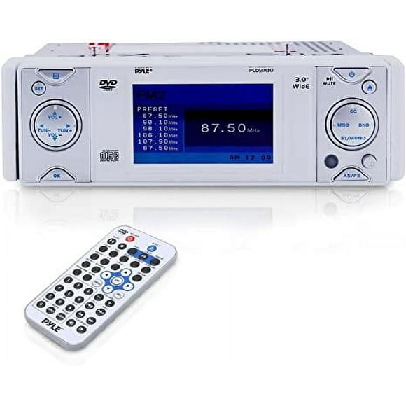 Pyle PLDMR3U In-Dash Marine CD/DVD Receiver with 3-Inch Built in Monitor, (Silver)
