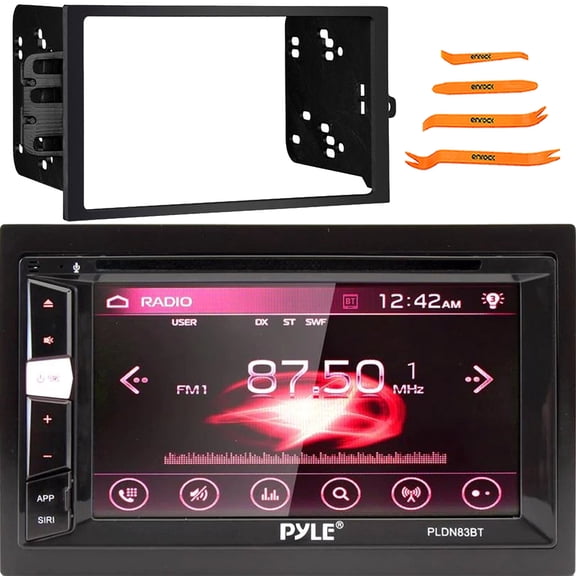Pyle PLDN83BT.5 6.2" HD Digital Display Double DIN Bluetooth USB DVD/MP3 Player AM/FM Radio Multimedia Receiver, 4-Piece Pry Tool Set, Double DIN Install Dash Kit for Select 1994-2012 GM Vehicles