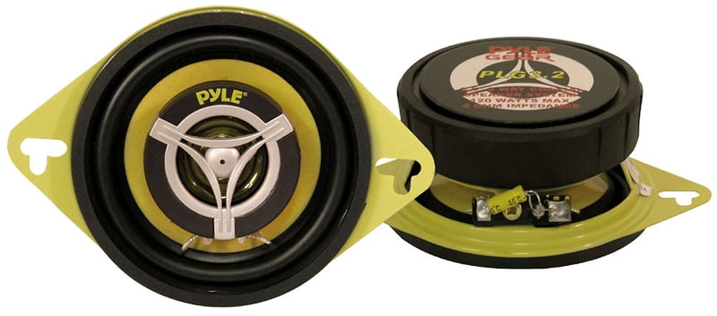 Pyle Car Audio PLG3.2 Two New 3 & 1/2 Inch 2-Way Speakers 120 Watt - Yellow