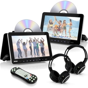 Pyle PLHRDVD108KT Car Video Monitors with wireless headphones, Multicolor, 10.5 inches