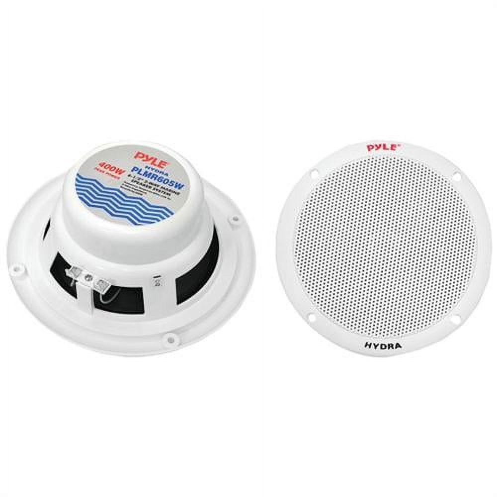 Pyle PLMR605W 6.50 Inch Waterproof 2 Way Full Range Marine Speaker Pair, White - image 1 of 2