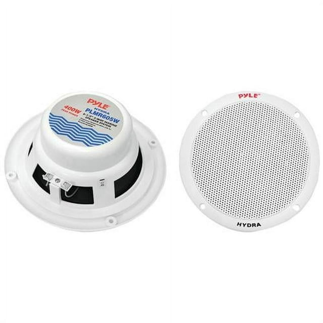 Pyle PLMR605W 6.50 Inch Waterproof 2 Way Full Range Marine Speaker Pair, White