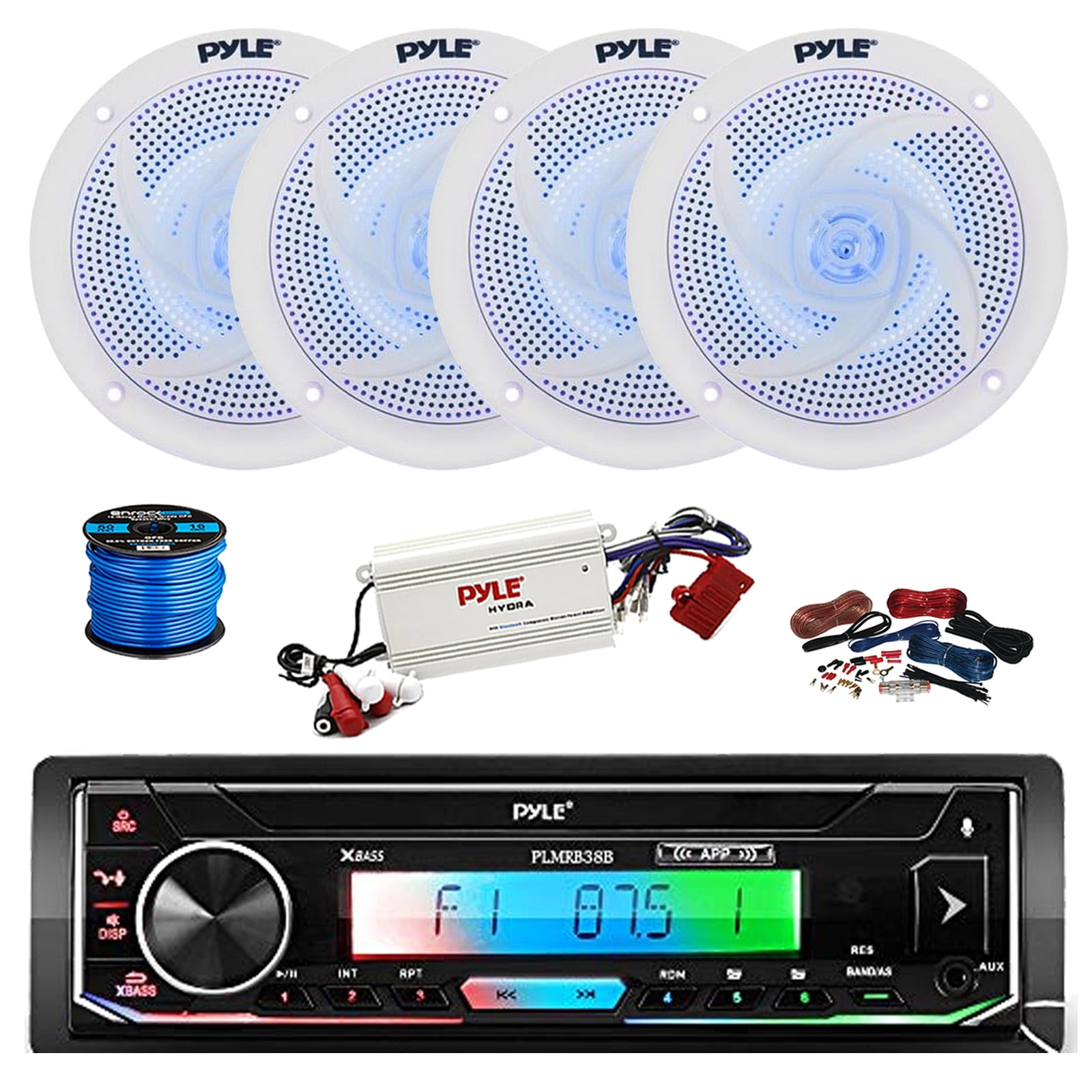 Pyle PLMRB38B 1-DIN Bluetooth MP3 Receiver, 4x 6.5 150W Max Full-Range Speakers Pyle PLMRB38B 1-DIN Bluetooth MP3 Receiver, 4x 6.5 150W Max Full-Range Speakers
