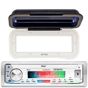 Pyle PLMRB29B Single DIN Marine Stereo - Bluetooth, AM/FM, USB, AUX, 75W RMS