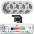 thumbnail image 1 of Pyle PLMRB39W LCD Display Single-DIN Marine Bluetooth USB/AUX MP3 Player AM/FM Radio Stereo White Receiver W/White Cover, 4x 6.5" 150W Max Power Full Range Dual Cone Waterproof Boat White Speakers, 1 of 4