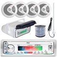 thumbnail image 1 of Pyle PLMRB39W LCD Display Single-DIN Marine Bluetooth USB/AUX MP3 Player AM/FM Radio Stereo White Receiver W/White Cover, 4x 6.5" 150W Peak Full Range Dual Cone Speakers, Radio Antenna, Speaker Wire, 1 of 6