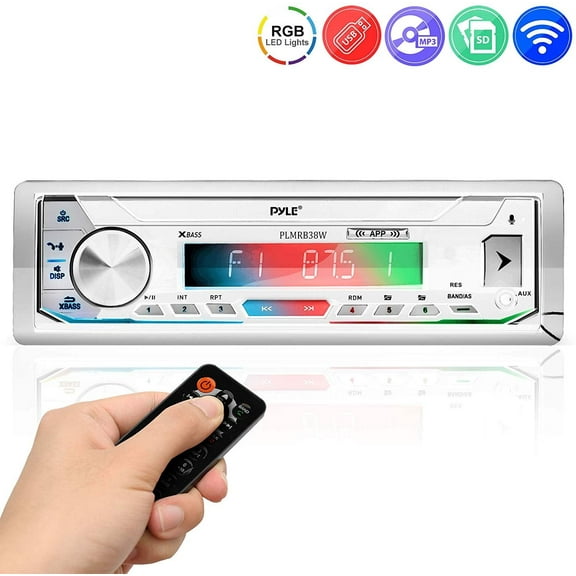 Pyle PLMRB39W PLMRB39W Marine Single-DIN Digital Receiver with Bluetooth and Remote