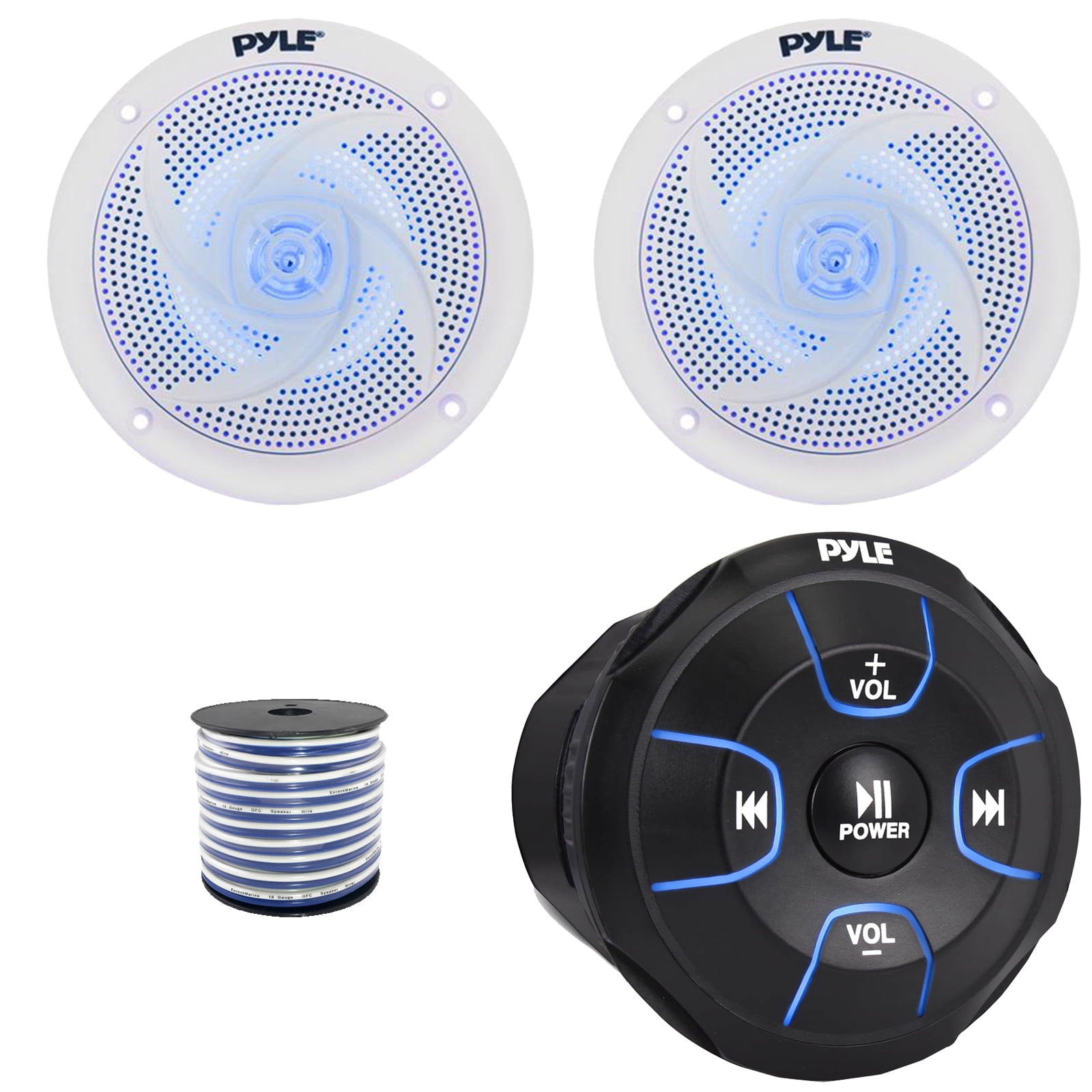 5.25 Inch Water Resistant Coaxial Speakers With Blue LED Lights – For Boats, RVs, Hot Tubs & Outdoor Use - View #7