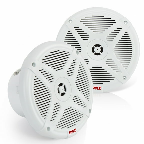 Pyle PLMRBT65W Dual 6.5 Waterproof-Rated Bluetooth Marine Speakers, 600 Watt, White, 3.82 lbs