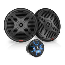 Pyle PLMRKT8 6.5" Marine Speakers with Bluetooth Remote Control, Black (2 Pack)