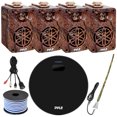 thumbnail image 1 of Pyle PLMRM4BTA Marine Water Resistant Bluetooth USB AUX Amplifier Receiver with 2 Pairs of 3.5” 3-Way 200W Indoor/Outdoor Camouflage Speakers, Antenna, 18 Gauge Speaker Wire, USB/AUX Interface, 1 of 6